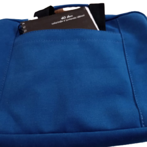 Pasta notebook em tecido de algodão tingido, na cor azul - 15.6